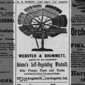 1885 WEBSTER & BRUMMETT SELF REGULATING WINDMILL